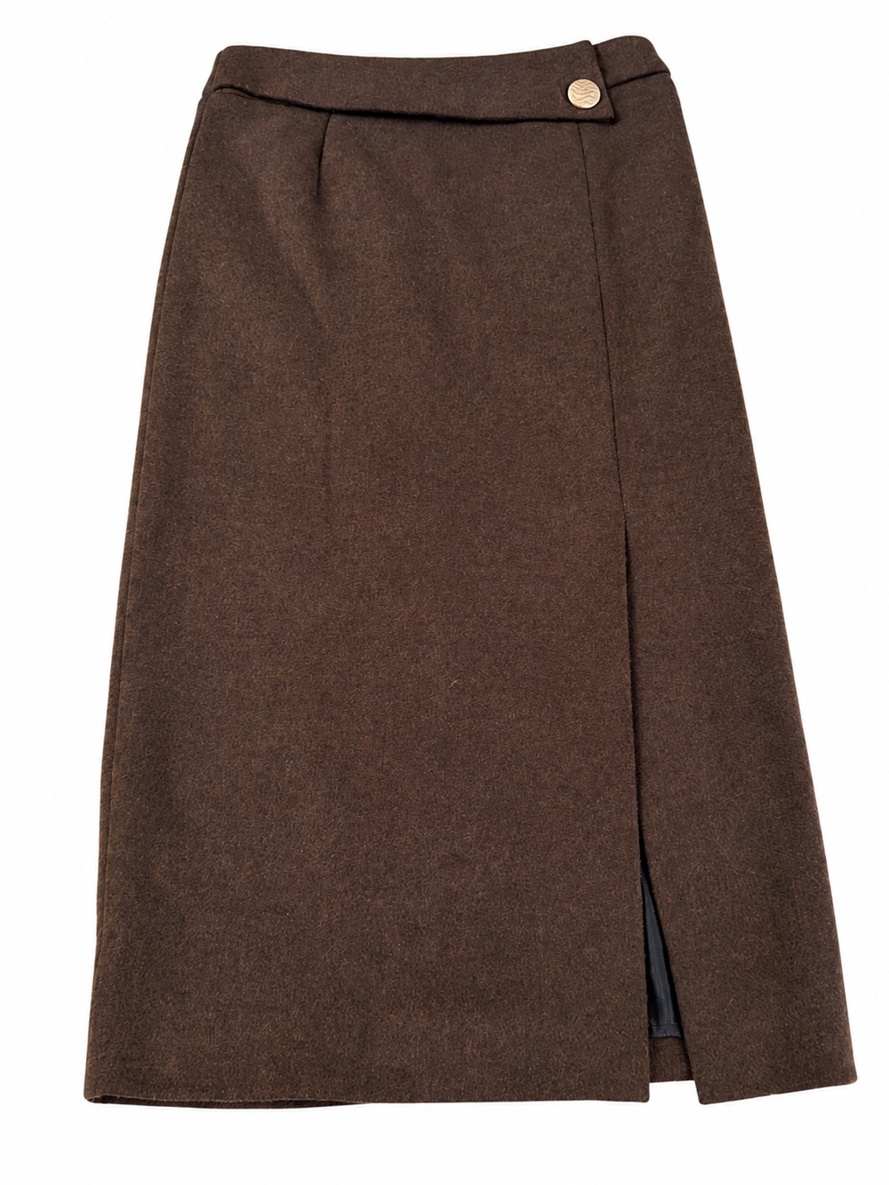 Movie Studio Wardrobe Brown Wool Blend Midi Skirt Lined Front Slit Costume Prop